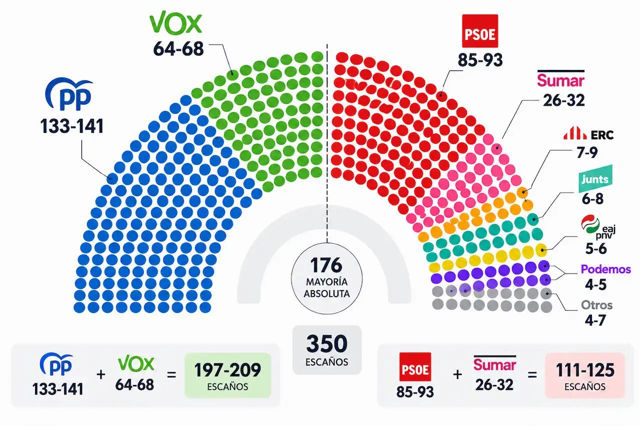 PP y Vox apuntan a 200 escaños