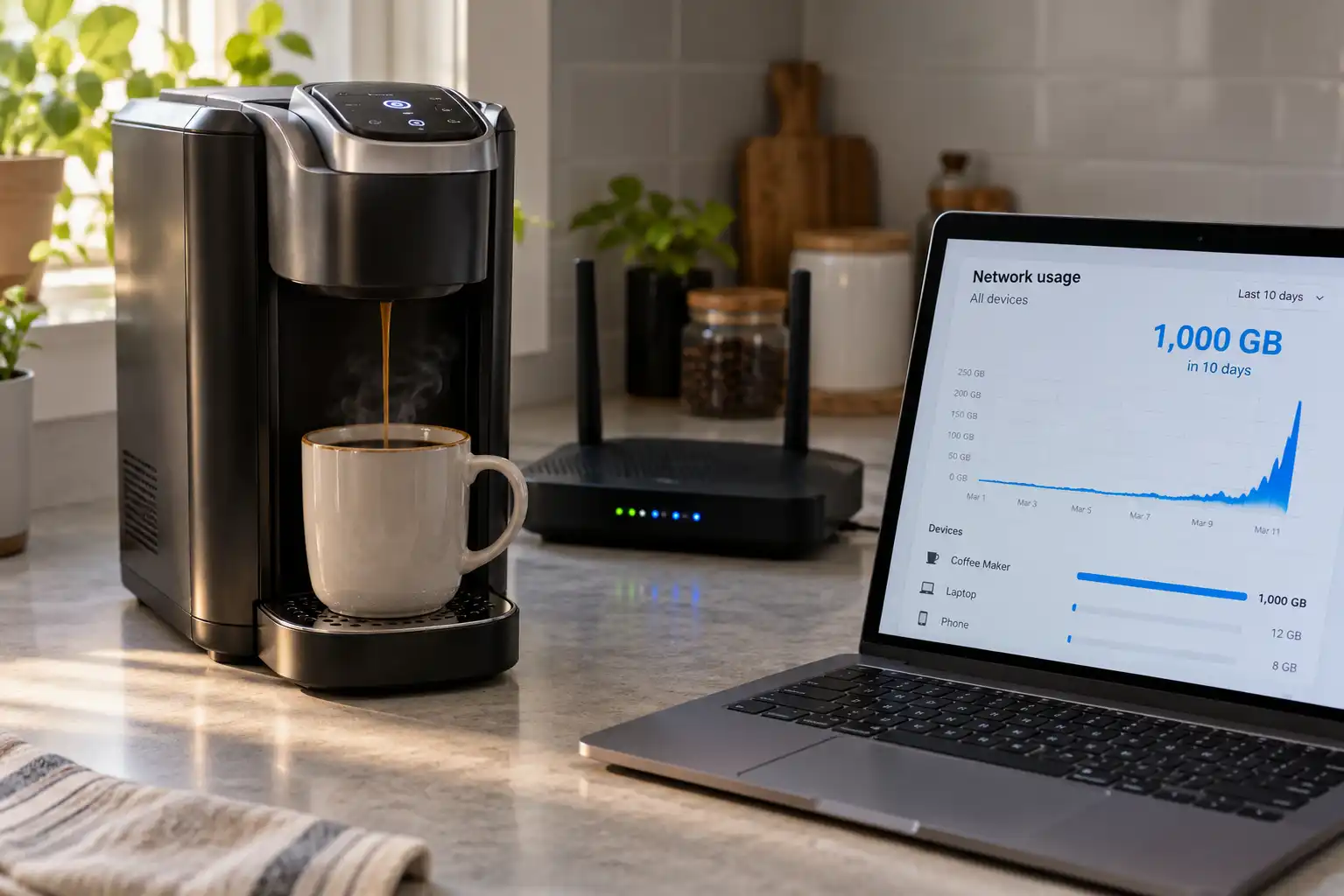 Una cafetera genera 1.000 GB de tráfico