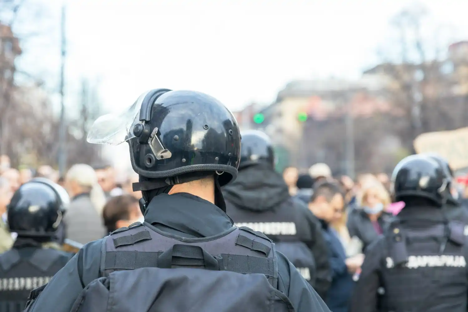 Varios policias antidisturbios en Madrid