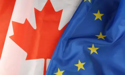 banderas unidas de Canadá y UE