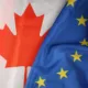 banderas unidas de Canadá y UE