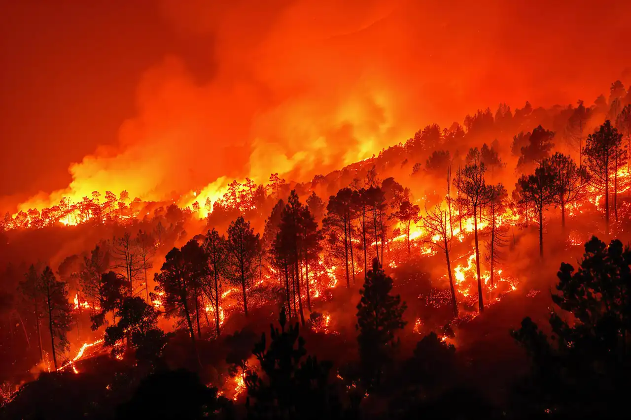 incendio enorme en una colina